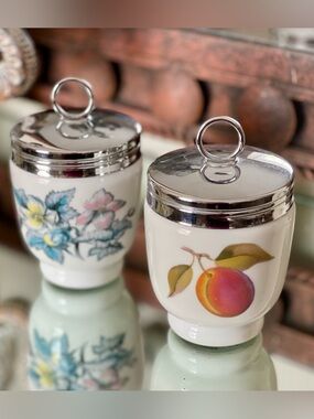 Pair of Royal Worcester Porcelain Egg Coddlers